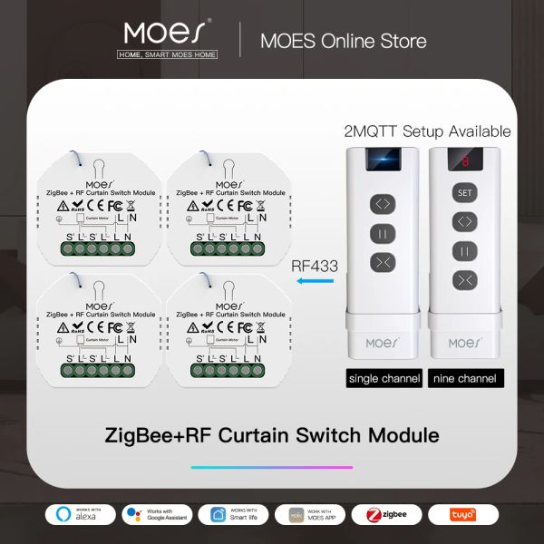 CONTRÔLE MODE MODULE MODULE DE CURTUR DE RITERNE SMART RF433 pour les stores d'obturation à rouleaux motorisés Motor 2MQTT Smart Life Alexa Google Home