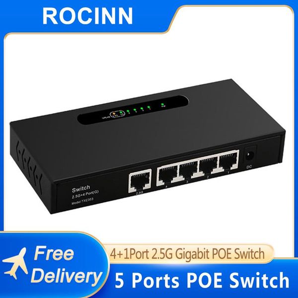 Contrôlez New Mini All Gigabit Poe Switch 5 Port RJ45 1000 2500 Mbps Fast Ethernet Network Smart Smart pour la caméra IP / Router AP sans fil