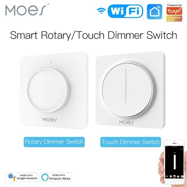 Control Nuevo WiFi Smart Rotary/Touch Light Dimmer Switch Smart Life/Tuya App El control remoto funciona con Alexa Google Voice Assistants EU