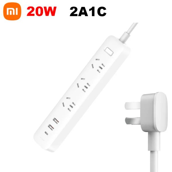 Control nuevo Xiaomi Socket Mi Mijia QC3.0 20W tira de alimentación de carga rápida 2A1C 3 enchufes interfaz de enchufe estándar cable de extensión 1,8 m