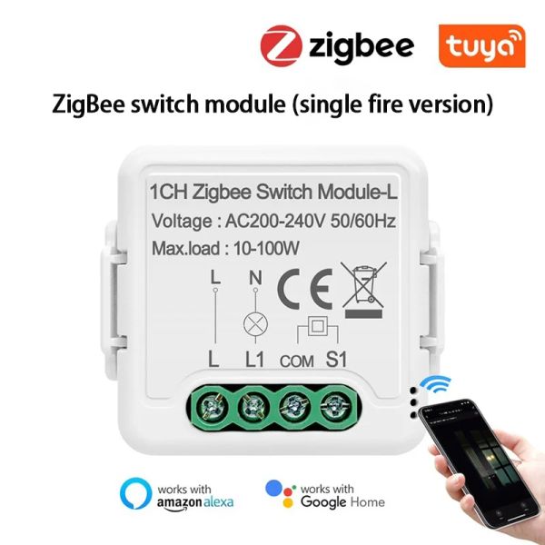 Control No Neutral Tuya Zigbee 3.0 Smart Light Mini Switch Módulo 1 2 3 Gang, Soporte Alexa Google Home Assistant NECESITA ZIGBEE HUB