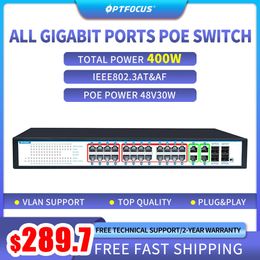 Control Optfocus 400 Watt Anti Thunder Shortcut Protection Smart Reboost Vlan 24 Port Gigabit 48V Poe Hub 4SFP 4 RJ45 Giga Switch