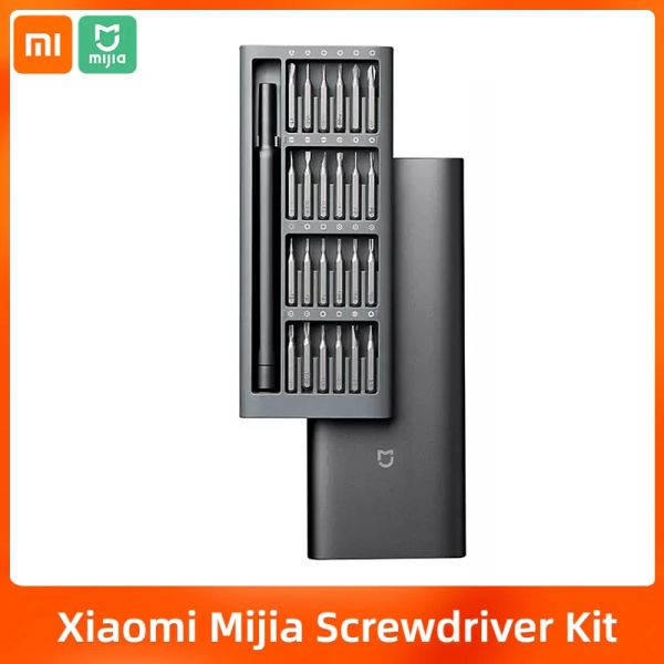 Control Original Xiaomi Mijia Kit de destornilladores de uso diario 24 puntas magnéticas de precisión Caja de aluminio Juego de destornilladores DIY para uso doméstico inteligente