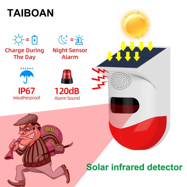 Control Solar Pir Alarma infrarroja Smart Wifi Siren IMPRESIÓN IMPRESIÓN DEL SENSOR WIRED IMPRESIÓN 433MHz Sensor estroboscópico múltiples Versiones disponibles