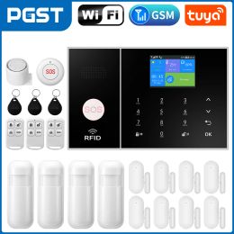 Contrôle PGST WiFi GSM Smart Life Alarm System Work avec Alexa Wireless Security Home Alarm Tuya Smart App Control PG108