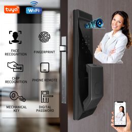 Contrôle Phipulo Tuya Smart 3D Reconnaissance du visage Déverrouiller le verrouillage numérique avec le mot de passe de l'empreinte de l'appareil photo Déverrouiller Keyless Electronic Door Lock