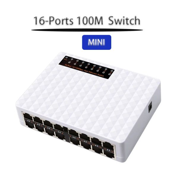 Contrôler la fiche et le jeu Ethernet Smart Swither Swister Internet Splitter 16ports 100m commutateur de jeu Switch RJ45 Hub 10/100 Mbps