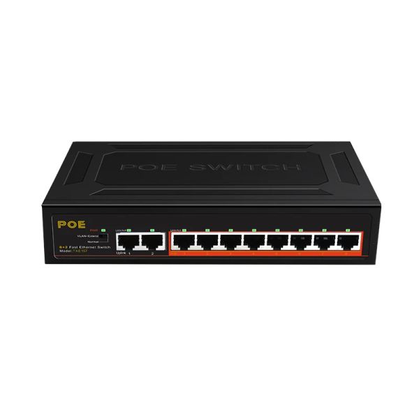 Contrôle POE 10 ports commutateur 8 ports 100Mbps Poe Switch RJ45 Fast LAN Network Smart Switch 2 ports Switch Ethernet UpLink pour le routeur WiFi