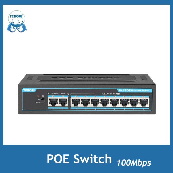 Contrôle Poe Switch 10 Port 100Mbps Ethernet Smart Smart Build in Power Alimentation VLAN Prise en charge du réseau réseau pour la caméra IP AP sans fil