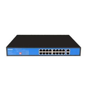 Besturing POE Switch 16 Poorten Volledige Gigabit Poe -poorten en 2 1000m RJ45 -poorten Ethernet Poe -schakelaar voor IP -camera/draadloze AP AI Smart Switch