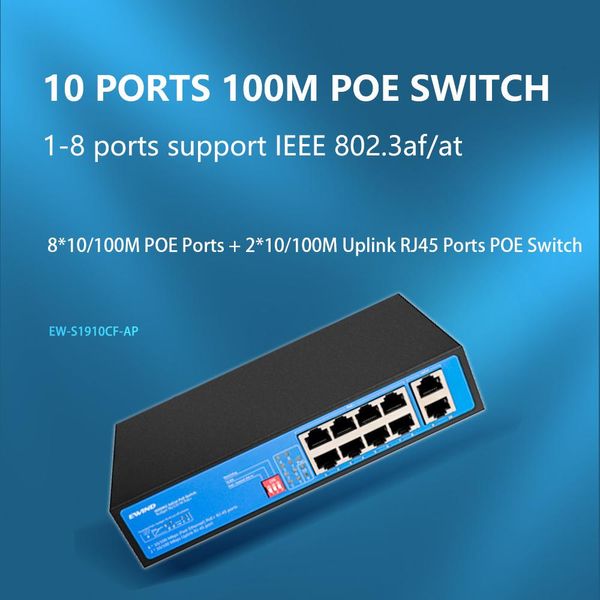 Control Switch POE 6/10 Puertos Switch Ethernet con SFP 10/100m Switch Poe Network para cámara IP/Wireless AP/CCTV Camera AI Smart Switch