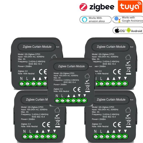 Contrôle QSZIGBEE / WIFTP03 Module de commutateur de rideau Tuya Zigbee / WiFi pour les stores d'obturation à rouleaux Smart Home Google Home Alexa Contrôle