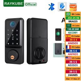 Besturing Raykube A1 TT Lock/Tuya WiFi Auto Fingerprint Deadbolt Smart Door Lock Digital Lock met deursensor wachtwoord/IC -kaart/app/toets