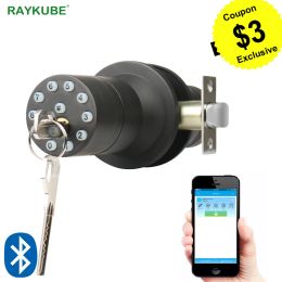 Contrôle Raykube Bluetooth Electronic Door Lock Bouton numérique Code de porte Norce de porte Mot de passe de mot de passe Keyles