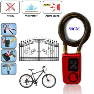 Contrôle Raykube Electric Digital Door Lock avec corde métallique Smart Lock Imperproof Home Antift Lock avec alarme de 110 dB pour le vélo de porte