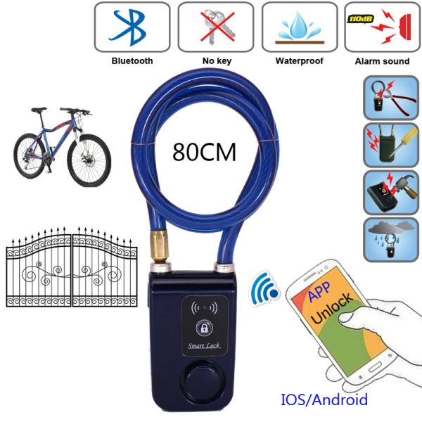 Contrôle Raykube Electric Smart Door Lock avec Bluetooth Phone App Appilproof Antift Lock 110 dB ROPE DE TIRE D'ALARME POUR LA PORTE