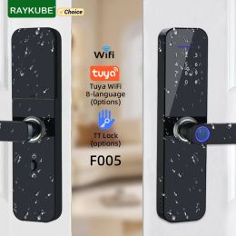 Besturing Raykube F005 IP65 Waterdichte Tuya Wifi/TT Lock Electronic Smart Door Slot met vingerafdruk/smartcard/wachtwoord/key/app Unlock