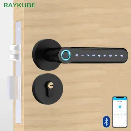 Contrôle Raykube T012 Porte de porte d'empreinte intelligente Smart Ttlock TTLOCK Smart Digital Door Lock Electronic Porte Porte de fer Porte en bois Porte en bois