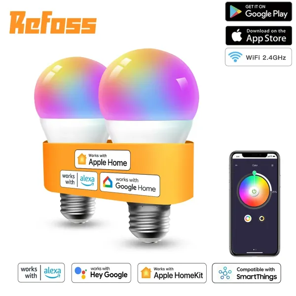 Control Reflex HomeKit Smart Bulb Wifi Bulbo LED LED RGBWW DIMMABLE E27 9W (60W equivalente) Soporte Alexa Google Home