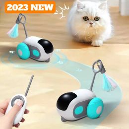 Controle op afstand bestuurde Smart Cat Toy 2 Modi Automatische bewegende speelgoedauto voor Cats Dogs Interactive Playing Kitten Training Pet Putten