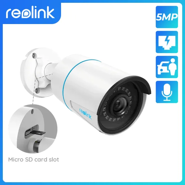 Control Reolink Smart IP Camera 5MP Poe Cámara de balas de visión nocturna de infrarrojos al aire libre con detección de persona/vehículo RLC510A