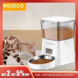 Contrôle Rojeco 2l Automatique Cat Feeder WiFi Smart Pet Food Dispensateur pour les chiens de nourriture sèche Dispensateur avec des accessoires à télécommande