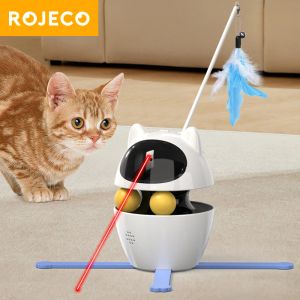 Besturing Rojeco 3 In 1 Automatisch Cat Toys Interactive Smart Pleasing Pet Led Led Laser Indoor Cat Toy Accessoires Elektronisch kat speelgoed voor hond