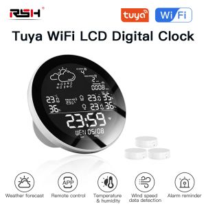 Controle RSH Tuya Slim weerstation Binnen Buiten Slimme thermometer Hygrometer LCD digitale wekker