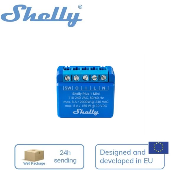 Contrôle Shelly 1 Gen3 Mini WiFi Smart Switch 8A Automate Lights Garage Door Irrigation System Small Electrical Appliances