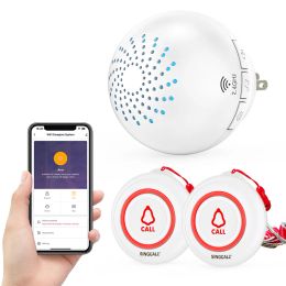 Control Singcall Tuya Wifi Smart Home SOS Sistema de buscapersonas de cuidadores inalámbricos de emergencia para personas viejas 2 Transmisores 1 Receptor de complementos