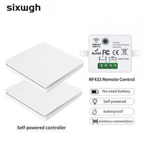 Besturing SixWGH Smart Wireless Switch RF433MHz Zelf bevoegd drukknop Wandpanelen Remote Controller Lichtschakelaar Waterdichte wandschakelaar