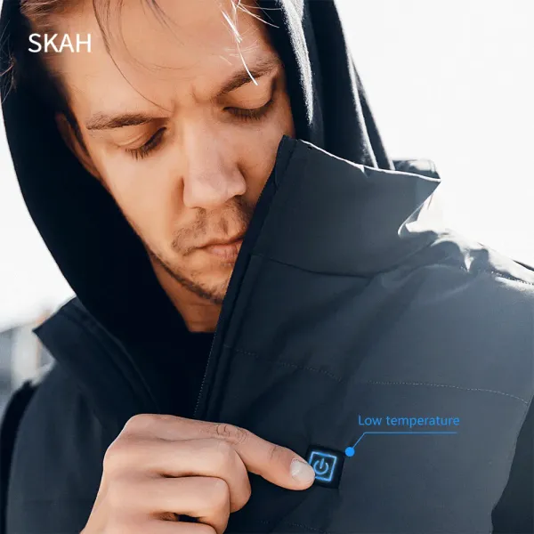 Contrôle SKAH 4 zone de chauffage graphène gilet chauffant électrique hommes extérieur hiver chaud USB veste chauffante thermostatique intelligente