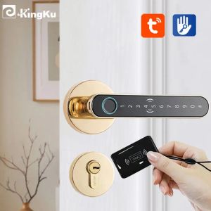 Contrôler la poignée de verrouillage de porte d'empreinte digitale intelligente pour l'appartement à domicile avec carte clés verrouillage de porte numérique Keypad Entrée sans clé Lock électronique