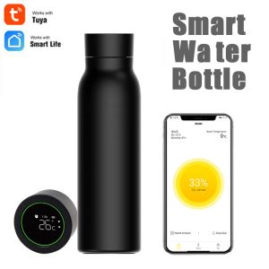 Contrôlez la tasse de chaleur intelligente, affichage de la température LCD, bouteille d'enregistrement de la consommation d'eau, fonctionne avec l'application Smart Life/Tuya Gagets, outil de livraison rapide