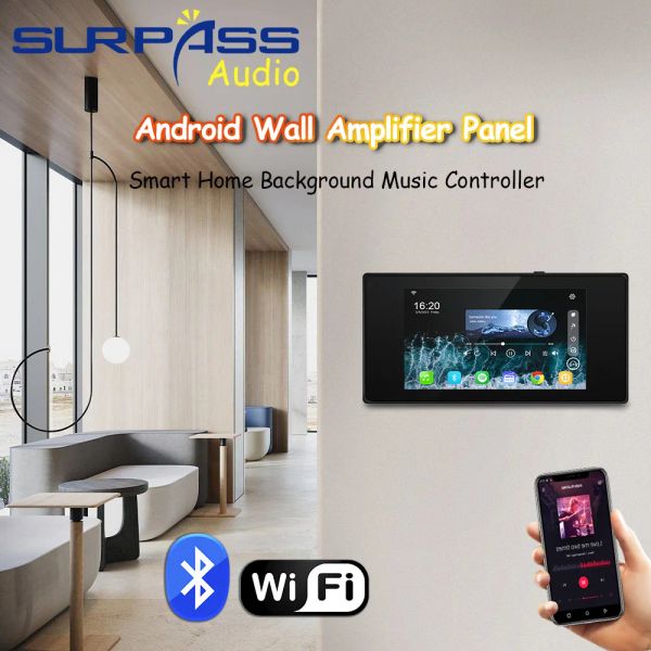 Contrôle Smart Home Control Panneau Android 8.1 Système WiFi BT Wall Amplificateur 60W avec écran tactile HD RS485 à deux zones de 5,5 pouces