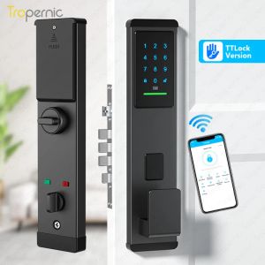 Contrôlez Smart Home Door Lock TTLOCK App RFID Pass Passcode Lock Electronic Digital Automatic Push and Tirez le système de verrouillage de la porte avec 6068 Mortetis