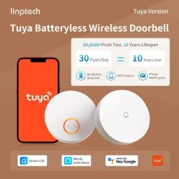 Contrôle Smart Wireless Doorbell Aucune batterie requise, fonctionne avec Alexa, Google Assistant, IPX5 Imperproof, Contrôle d'applications Tuya et notification