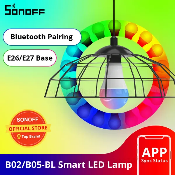 Contrôle Sonoff B02 / B05BL WiFi Smart Emballage E26 E27 RGB LED lampe chaude blanc coloré les lumières dimmables application Contrôle de la voix pour Alexa