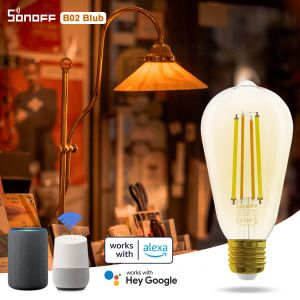 Contrôle SONOFF B02F ampoule LED à Filament WiFi intelligente Style Vintage lumière à économie d'énergie commande vocale à intensité variable via Alexa Google Home