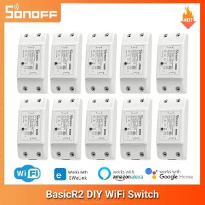 Contrôle Sonoff Basic R2 10A WiFi DIY Smart Switch Remote Controller Home Home Light On / Off Module Travaillez avec Ewelink Alexa Google Home