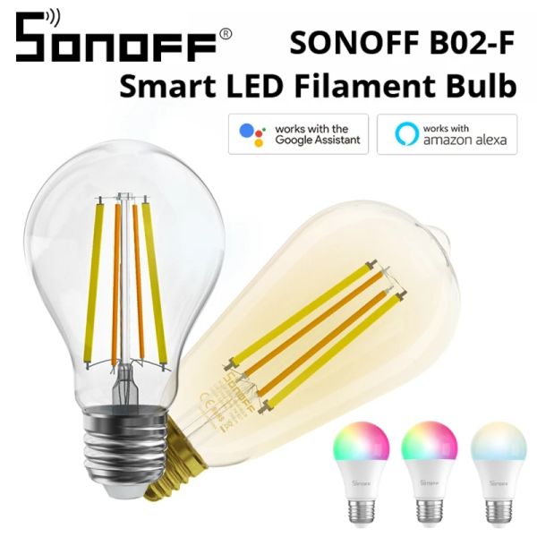 Control SONOFF bombilla B02BL B05BL WiFi bombilla LED inteligente RGBCW sincronización atenuación cambio de Color funciona con la aplicación Ewelink Alexa Google 110V 220V