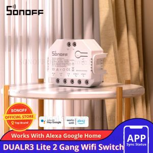 Contrôle Sonoff double commutateur Wifi 2CH double lumières contrôlées à distance commutateur Wifi contrôle deux appareils commutateur sans fil intelligent fonctionne avec Alexa