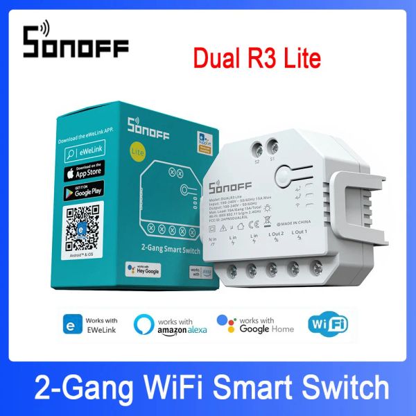 Contrôle Sonoff Dual R3 Lite Mini WiFi Smart Switch Smart Home 2 Gang Dual Relay Relay Module via Ewelink Alexa Google Home