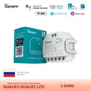 Contrôler Sonoff Dualr3 / R3 Lite 2 Gang Diy Mini Smart Switch Dual Relay Module Smart Home Power Metter via Ewelink Alexa Google SmartThings