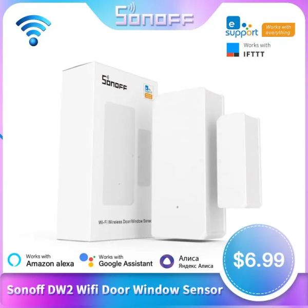 Control SONOFF DW2 /DW2RF Wifi Sensor de ventana de puerta interruptor inalámbrico Detector de ventana de puerta Control remoto en casa inteligente a través de la aplicación eWeLink