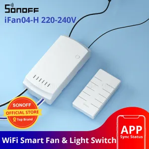 Control SONOFF iFan04H WiFi Smart Fan Switch 220240V Ajustar el controlador de luz del ventilador Soporte APP Voz 433MHz RF Control remoto para Alexa
