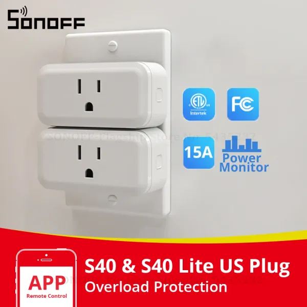 Contrôle SONOFF iPlug S40/S40 Lite US WiFi prise intelligente 15A avec moniteur d'énergie prise sans fil 120V contrôle bidirectionnel prise en charge R5 télécommande