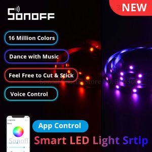 Contrôle SONOFF L2 Lite bande de lumière LED intelligente 5M réglable ue/US bande lumineuse RGB Flexible APP télécommande travail avec Alexa