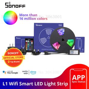 Contrôle Sonoff L2 Smart LED Light Strip Dimmable Imperproof WiFi WiFi Flexible RVB Strip Lights Fonctionne avec Alexa Google Home, Danse with Music