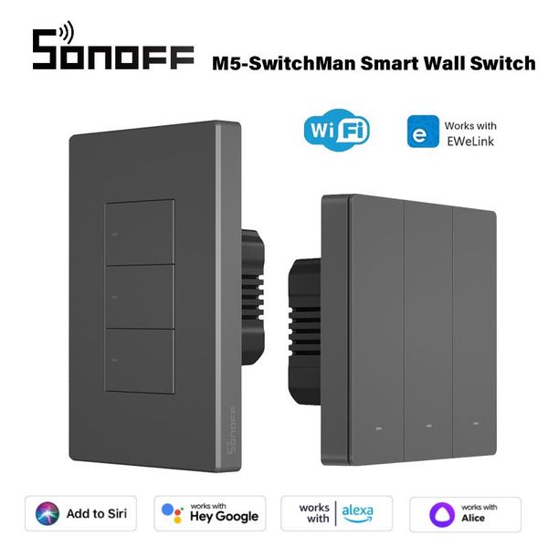 Control Sonoff M5 Switchman Wifi Smart Switch Smart Home 80/86/120 Tipo 1/2/3 Gang Eu/US Switch a través de Ewelink Alexa Google Home Alice